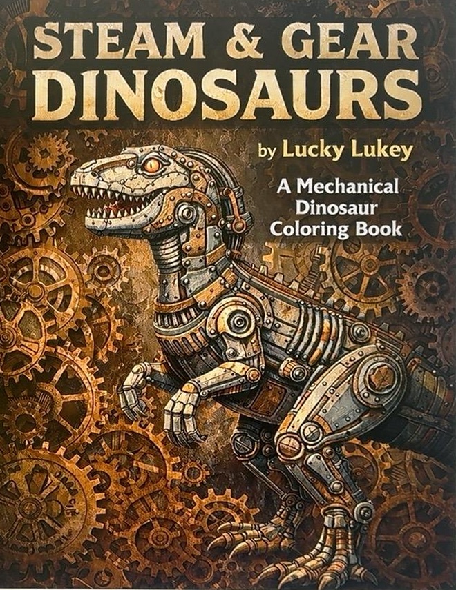 Steam & Gear Dinosaurs: A Mechanical Dinosaur Coloring Book cover