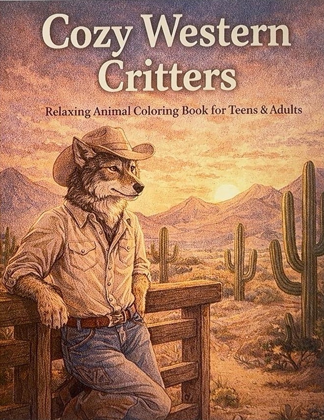 Cozy Western Critters: Relaxing Animal Coloring Book for Teens & Adults cover