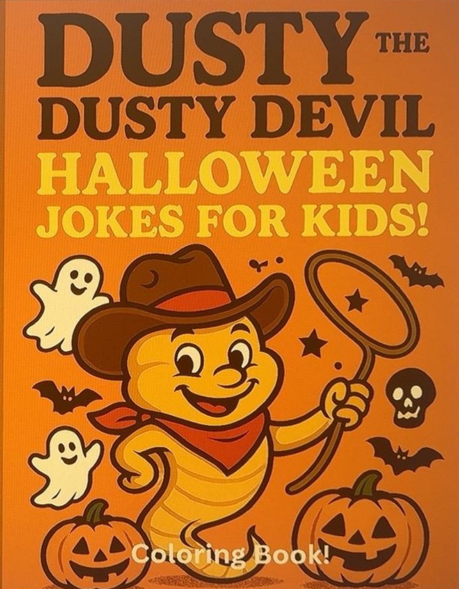 Dusty The Dust Devil Halloween Jokes for Kids: Color Book cover