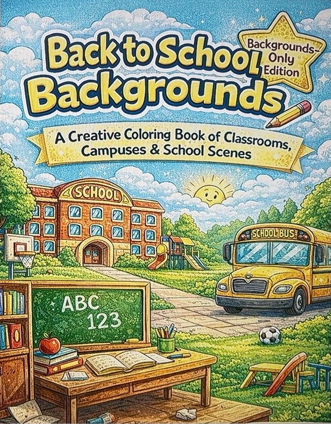 Back to School Backgrounds: Backgrounds only edition coloring book! cover